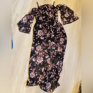 Black & Maroon floral dress